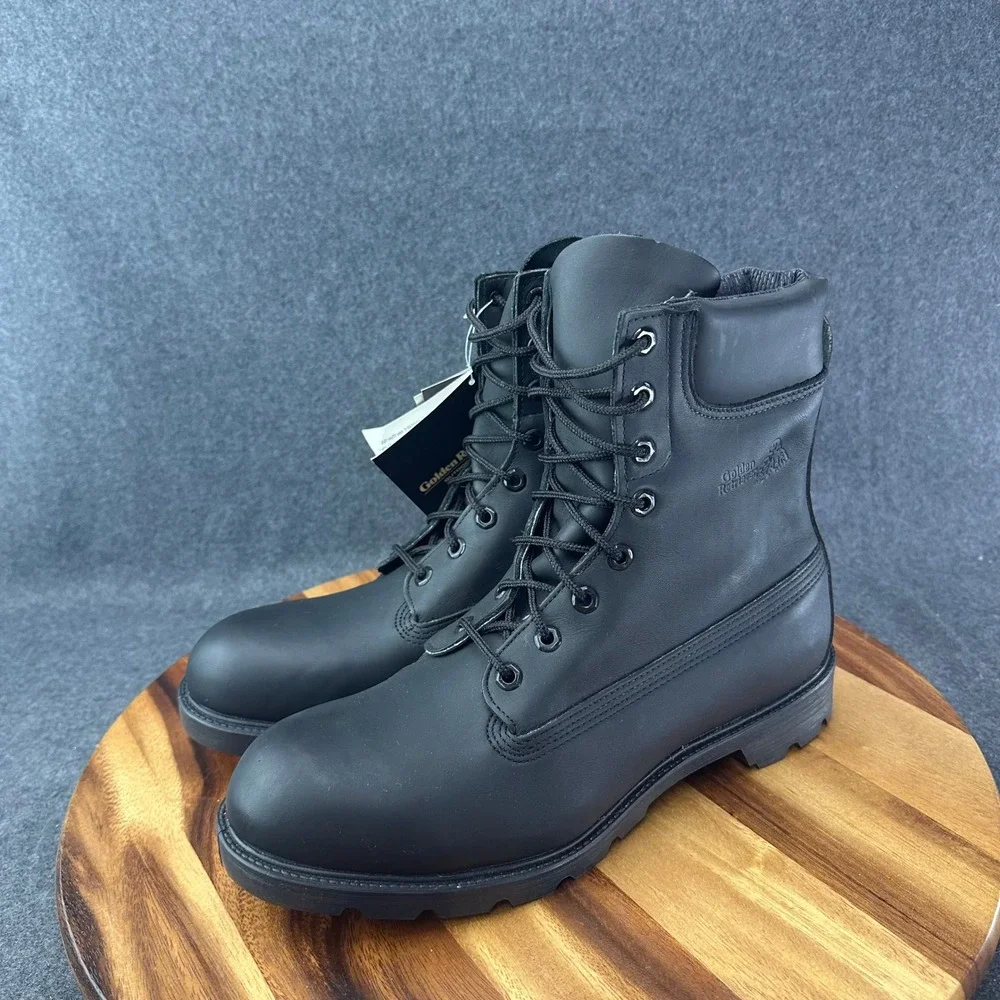 Golden Retriever Mens‎ Sz 11M Black Leather Waterproof Combat Boots 81380081
